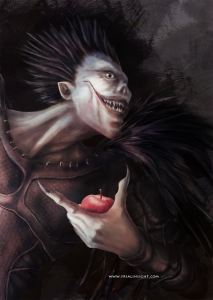Ryuuku - ou Ryûk de Death Note - illustration en clair-obscur