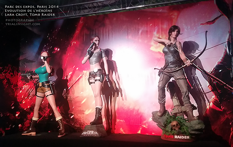 évolution de Lara Croft, l'héroïne du jeu vidéo Tomb Raider au salon Videogame Story
