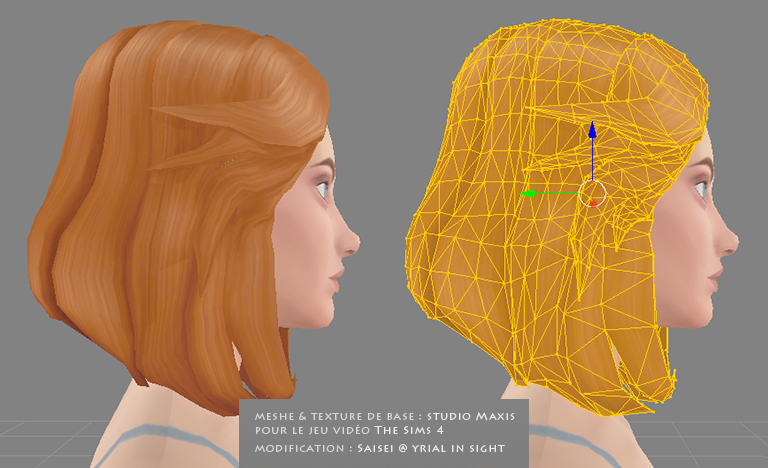 Rendu 3D : meshes 3D comparés au rendu texture avec les maps | matériel du jeu The Sims 4 