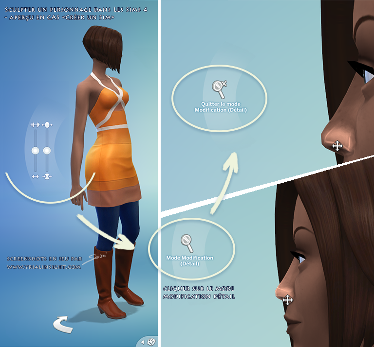en mode Créer un Sim, existent trois mode : corpulence, modification générale et modification en détail