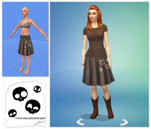 création d'un CC pour Les Sims 4 : changer la couleur et le motif d'une jupe avec rendu final dans le CUS.