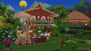 Cérémonie Enchevêtrée, vue de avec le temple | The Sims 4 | SaiseiSims