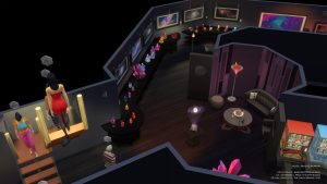 jeu vidéo Les Sims 4 : Saisei Q Museum, exposition sur l'espace, roches et pierres particulières, build de SaiseiSims