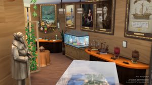 jeu vidéo Les Sims 4 : Saisei Q Museum, exposition maritime, build de SaiseiSims