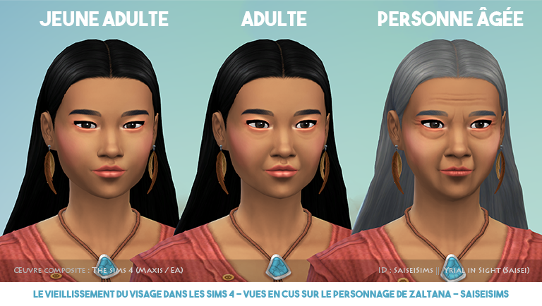 Jeu vidéo Les Sims 4 de Maxis : vieillissement du visage, screenshot en jeu dans le Créer un Sim - sur un personnage de SaiseiSims