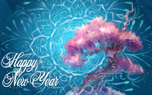 Happy New Year ! My best wishes with an illustrated greetings card in digital painting. By Saisei on Yrial in Sight !