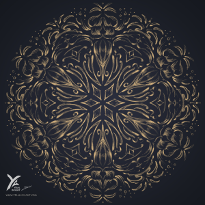 mandala ou en tout cas, un dessin géométrique évoquant des fleurs et des enluminures