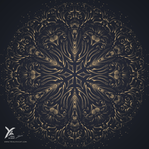 mandala ou en tout cas, un dessin géométrique évoquant des fleurs et des enluminures