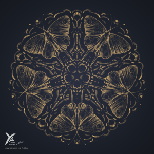 papillons en symétrie intégrés dans un mandala